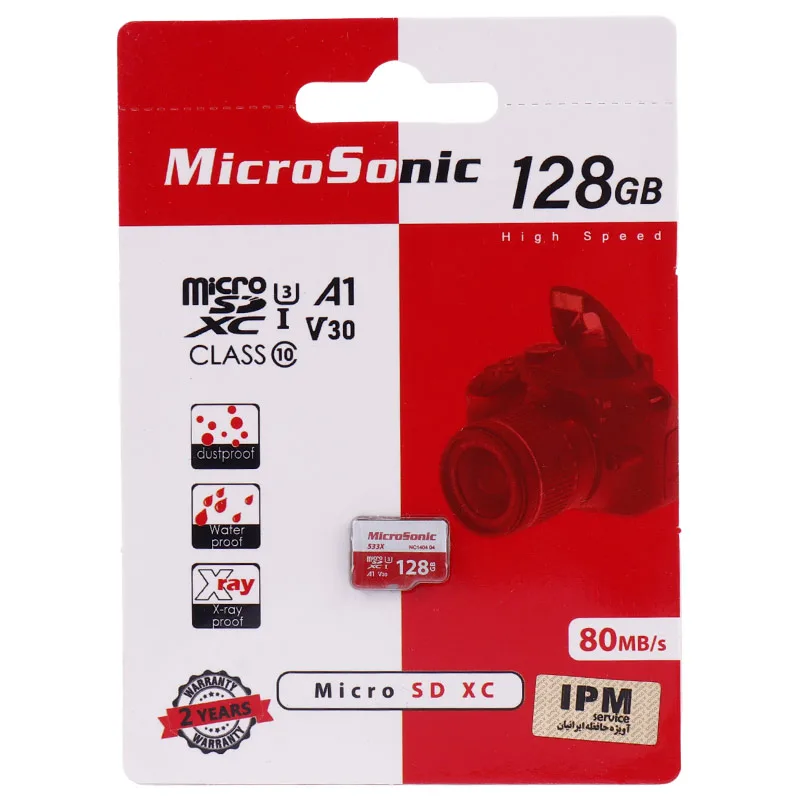 رم میکرو کارت حافظه 128 گیگ میکروسونیک MicroSonic 533X A1 V30 U3 C10 80MB/s