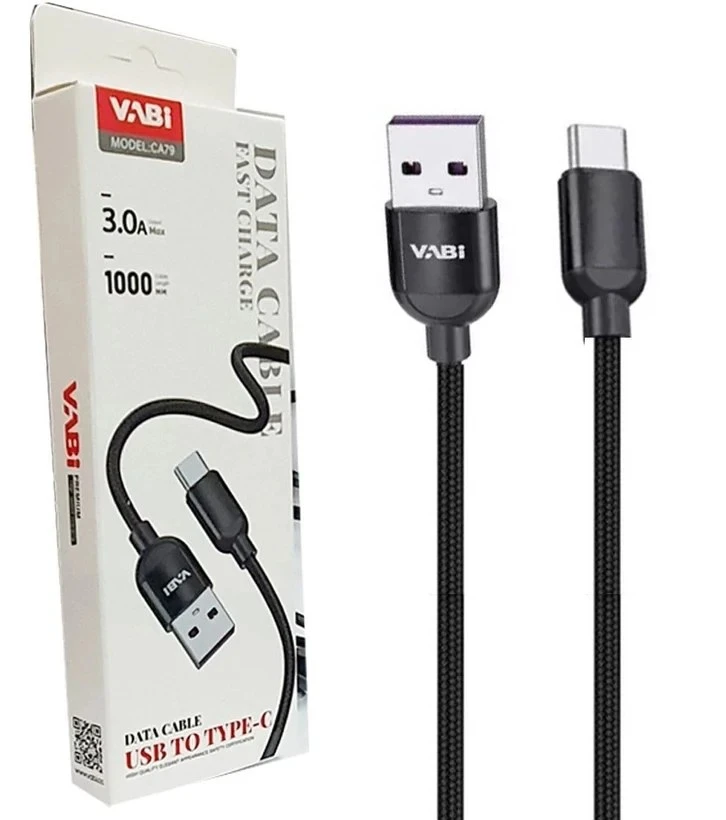کابل شارژ و انتقال دیتا تایپ سی فست کنفی وابی (VABI) مدل CA79 – طول ۱ متر