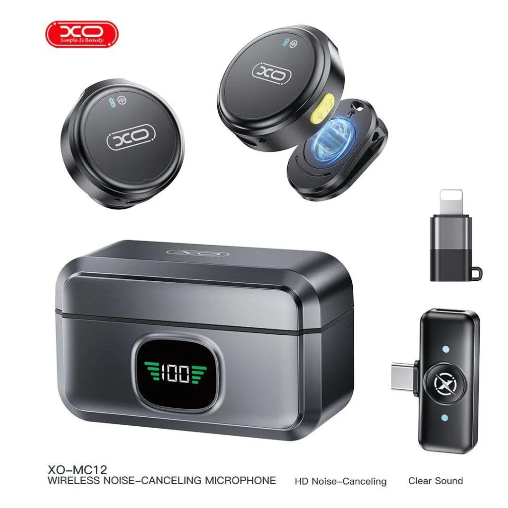 میکروفون یقه ای بی سیم ایکس او XO مدل MC12 با نویز کنسلینگ