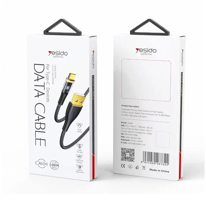 کابل تبدیل USB به USB-C یسیدو مدل CA104 طول 1.2 متر